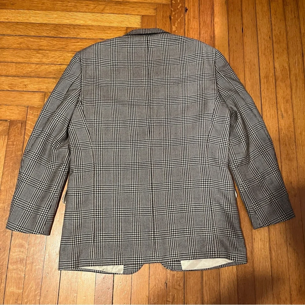 Oscar de la Renta Brown Glen Plaid Blazer Men’s Sz 44L 100% Wool Dark Academia